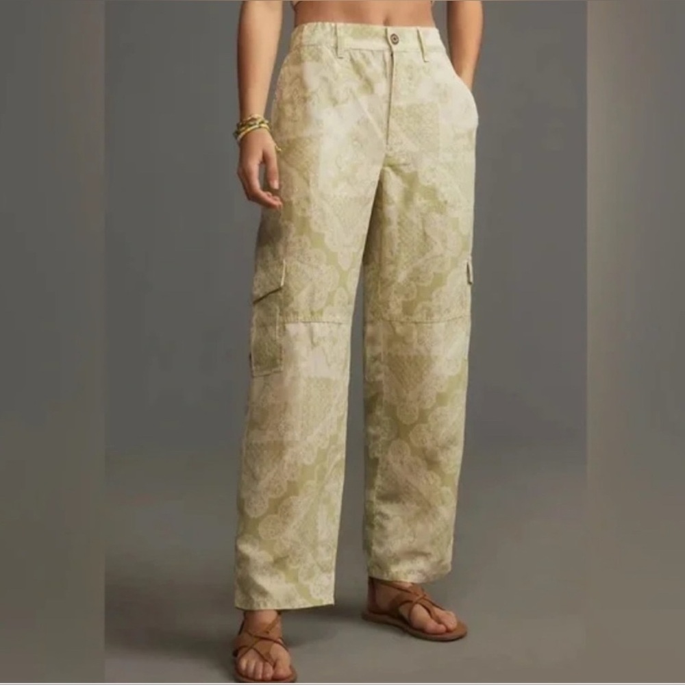 Anthropologie Pilcro Slim Linen-Blend Beach Cargo Pants